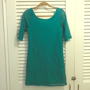 NWT Teal lace dress w/ elbow length sleeves